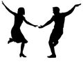 Dancers silhouette man and woman couple